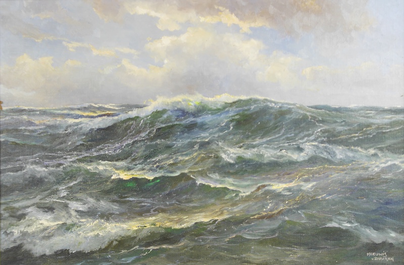 Meeuwis Van Buuren (Netherlands, 1902-1992), oil on canvas, Seascape, signed lower right, 38 x 58cm. Condition - good